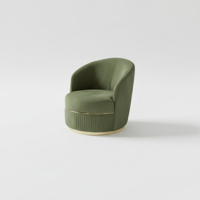 Modern round armchair single seater upholstered designer textile fabric