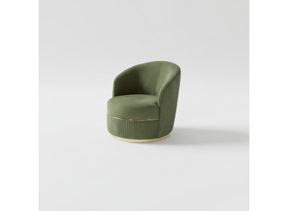 Modern round armchair single seater upholstered designer textile fabric