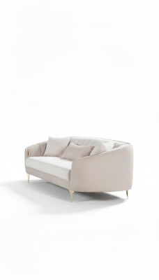 Sofa 3-seater textile sofas couch upholstery furniture modern three-seater beige velvet