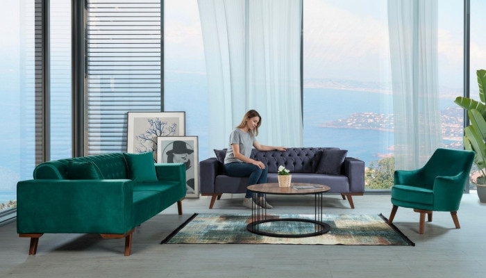 3+3+1 seating sofa set living room style couch sofa purple turquoise