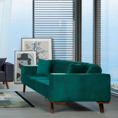 Black Sofa 3-Seater Fabric Couch Three-Seater Upholstered Furniture