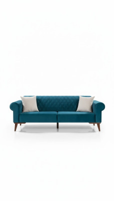 Turkish Three-Seater Couch Elegant Sofa Living Room Furniture Velvet