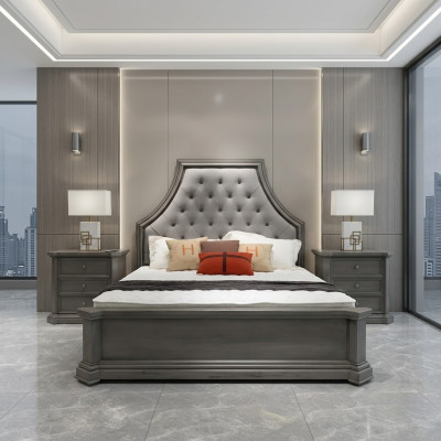 Bedroom double bed design Chesterfield bed upholstered beds furniture