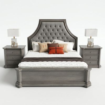Bedroom double bed design Chesterfield bed upholstered beds furniture