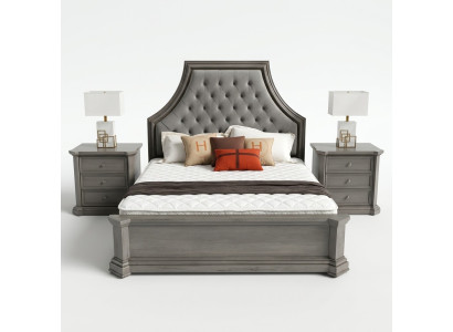 Bedroom double bed design Chesterfield bed upholstered beds furniture