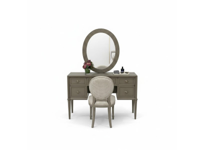 Makeup table, mirror, stool, luxury complete bedroom set 3-piece wood consoles.