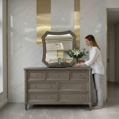 Luxury dresser mirror style design furniture modern bedroom dresser new brown