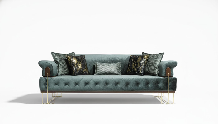 Sofa 3-seat sofas seating design couch three-seater luxury metal with fabric