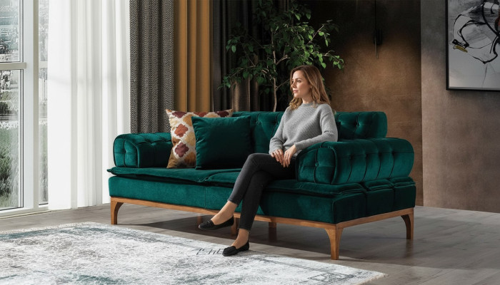 Luxury sofa, 3-seater sofas, seating fabric, design furniture, style textile new green