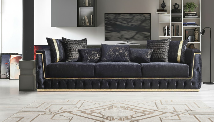 Three-seater sofa, 3-seater sofas, upholstered couches, Chesterfield with fabric