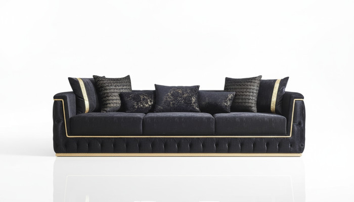 Three-seater sofa, 3-seater sofas, upholstered couches, Chesterfield with fabric