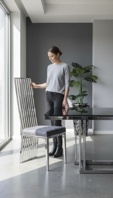 Dining room chair gray luxury chair metal with fabric chairs modern style