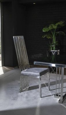 Dining room chair gray luxury chair metal with fabric chairs modern style