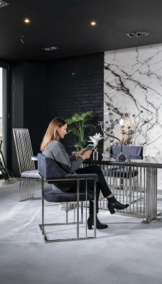 Dining room chair luxury metal with fabric chairs style modern armchair