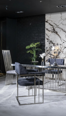 Dining room chair luxury metal with fabric chairs style modern armchair
