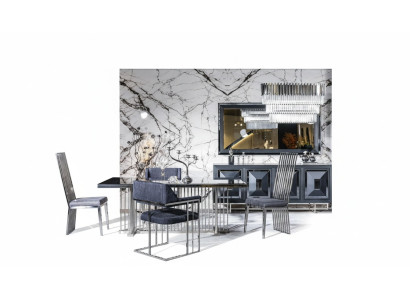 Dining Room Complete Dining Table 4 Chairs Sideboard with Mirror Set 7-piece Dining Table New