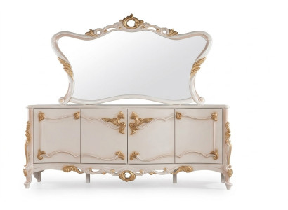 Sideboard with Mirror Set Dining Baroque Wooden Dressers Wooden Cabinet New