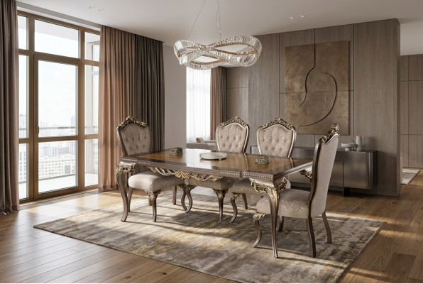 Dining room dining table chair set group ensemble table tables ensemble luxury 5-piece set.