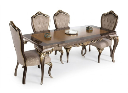 Chair Set 4x Upholstered Chairs Dining Room Chair Wood Luxury Dining Room Fabric Baroque Chairs