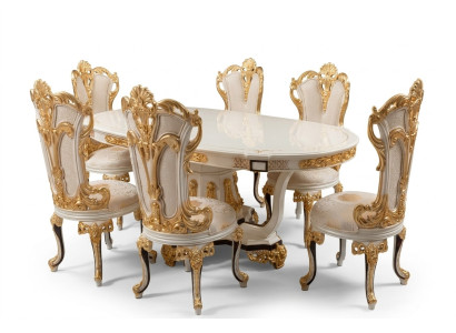 Group Set 6 Chair Dining Chair Chairs Wood Luxury Dining Set Furniture Set