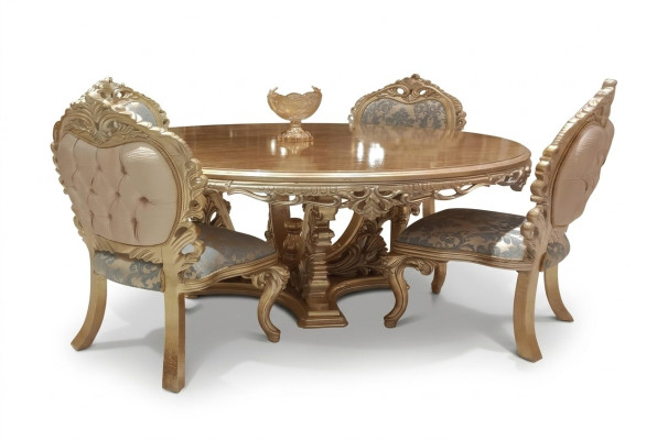 5-piece classic dining room set with round table and chairs