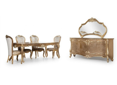 Dining room dining table chair group set wood table sideboard mirror set 7-piece