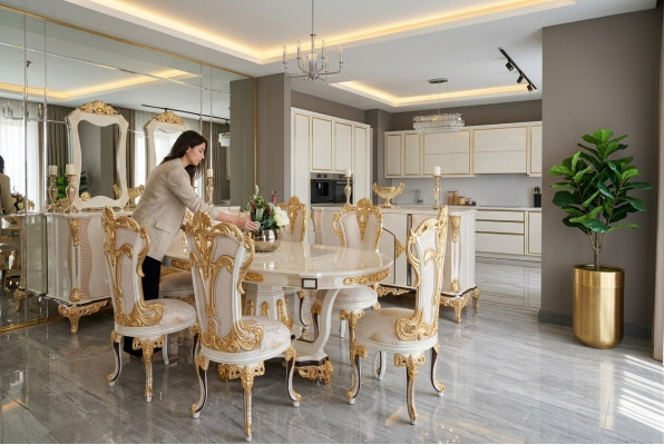 Elegant dining room set in gold for sophisticated interiors