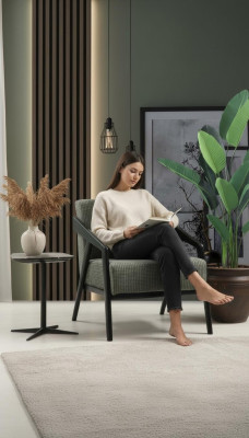 Armchair Seat Living Room Fabric Polyester Style Modern Design Luxury