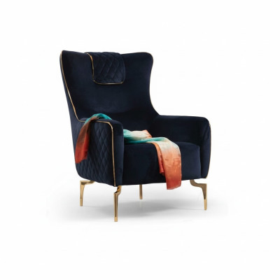 Armchair Wingback Chair Luxury 1-Seater Upholstered Seat Designer Textile Seat Fabric Modern