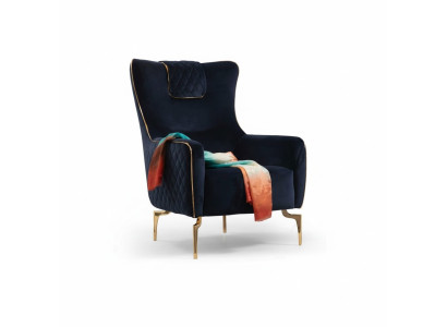 Armchair Wingback Chair Luxury 1-Seater Upholstered Seat Designer Textile Seat Fabric Modern
