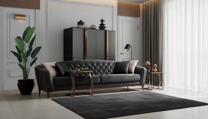 Four-seater sofa luxury 4-seater sofas upholstered couch fabric seat modern seating