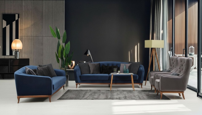 Chesterfield Suite Sofa Suite Luxury Sofa 4+3+1 Seater Group Fabric