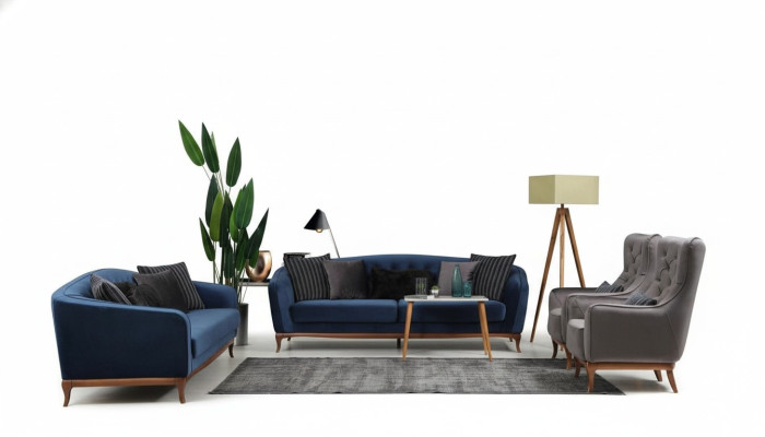 Chesterfield Suite Sofa Suite Luxury Sofa 4+3+1 Seater Group Fabric