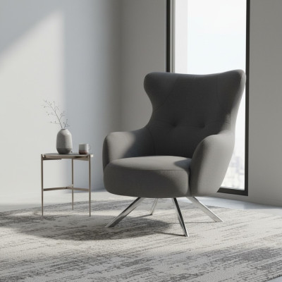 Armchair Wingback Armchair Luxury Single-Seater Upholstered Seat Designer Fabric Modern