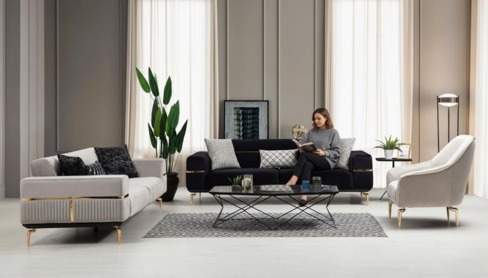 Luxury Sofa Set Sofa Upholstery Group Sofas 3+3+1 Seater Armchair 3-piece Velvet Set