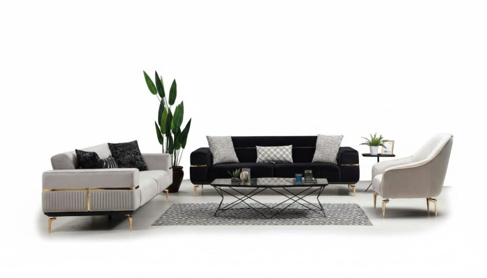 Luxury Sofa Set Sofa Upholstery Group Sofas 3+3+1 Seater Armchair 3-piece Velvet Set