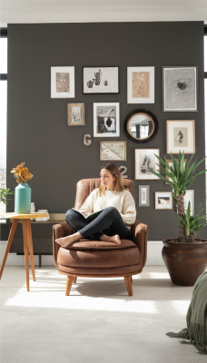 Armchair Wingback Design Upholstered Living Room 1-Seat Faux Leather Chair