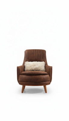 Armchair Wingback Design Upholstered Living Room 1-Seat Faux Leather Chair