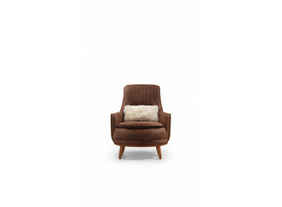 Armchair Wingback Design Upholstered Living Room 1-Seat Faux Leather Chair