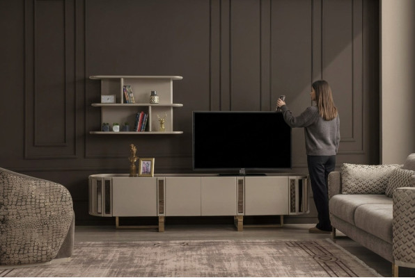 Wall unit, TV lowboard, shelf set, TV stand, sideboard, chest of drawers, living room