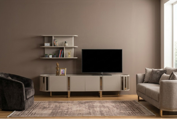 Wall unit, TV lowboard, shelf set, TV stand, sideboard, chest of drawers, living room