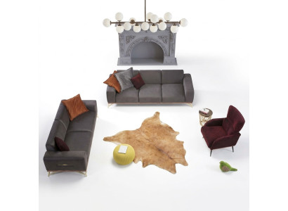 Luxury four-seater sofa, 4-seater sofas, living room, polyester, modern fabric design.