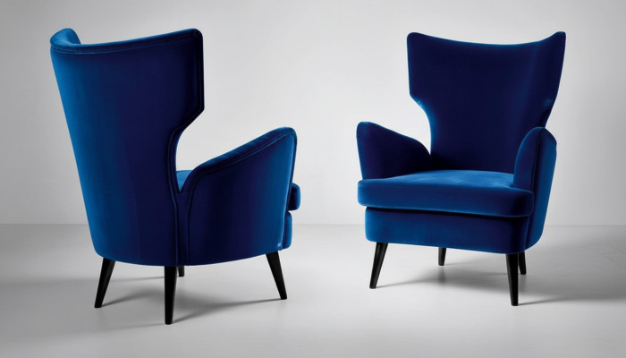 Armchair Wingback Chair 1-Seater Seat Fabric Luxury Living Room Modern Blue