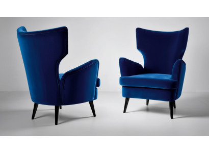 Armchair Wingback Chair 1-Seater Seat Fabric Luxury Living Room Modern Blue