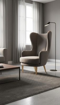 Wingback chair armchair lounge chair single seat fabric luxury living room modern gray new