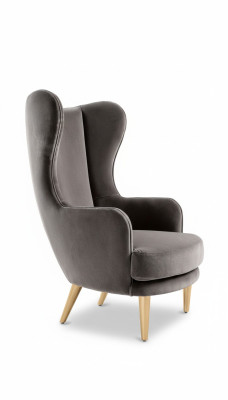 Wingback chair armchair lounge chair single seat fabric luxury living room modern gray new