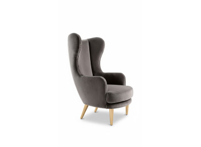 Wingback chair armchair lounge chair single seat fabric luxury living room modern gray new