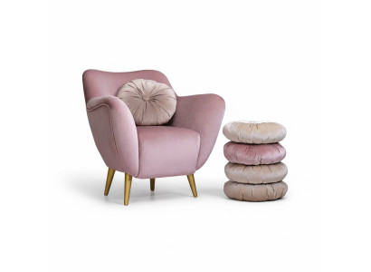 Armchair Wing Chair 1-Seater Fabric Seat Luxury Living Room Modern Pink