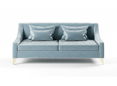 Velvet three-seater sofa, 3-seat sofas, fabric living room, polyester, modern luxury, blue.