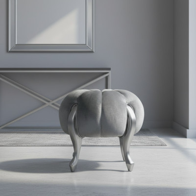 Luxury Stool Footstool Polyester Living Room Seat Fabric Gray Luxury Bench Velvet